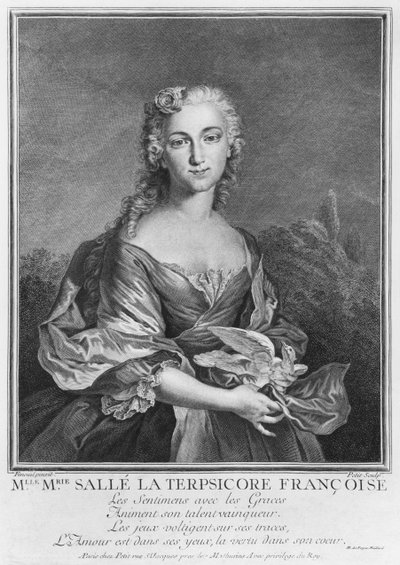Mademoiselle Marie Salle as the French Terpsichore, engraved by Petit by Jean Cesar Fenouil